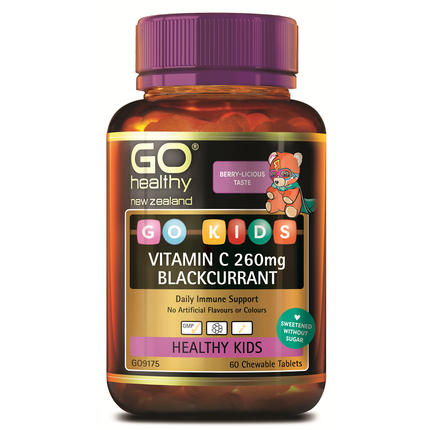 GO Kids Vit-C 260mg B/Currant Chw60s