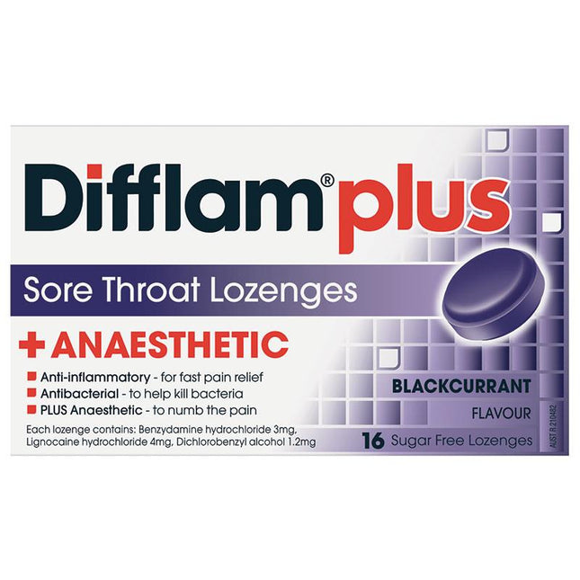 DIFFLAM Loz Plus  Anaest Blkcurr 16s