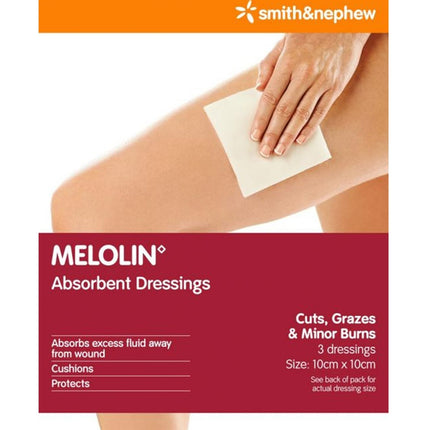 MELOLIN Abs. Dressing 10x10cm 3pk