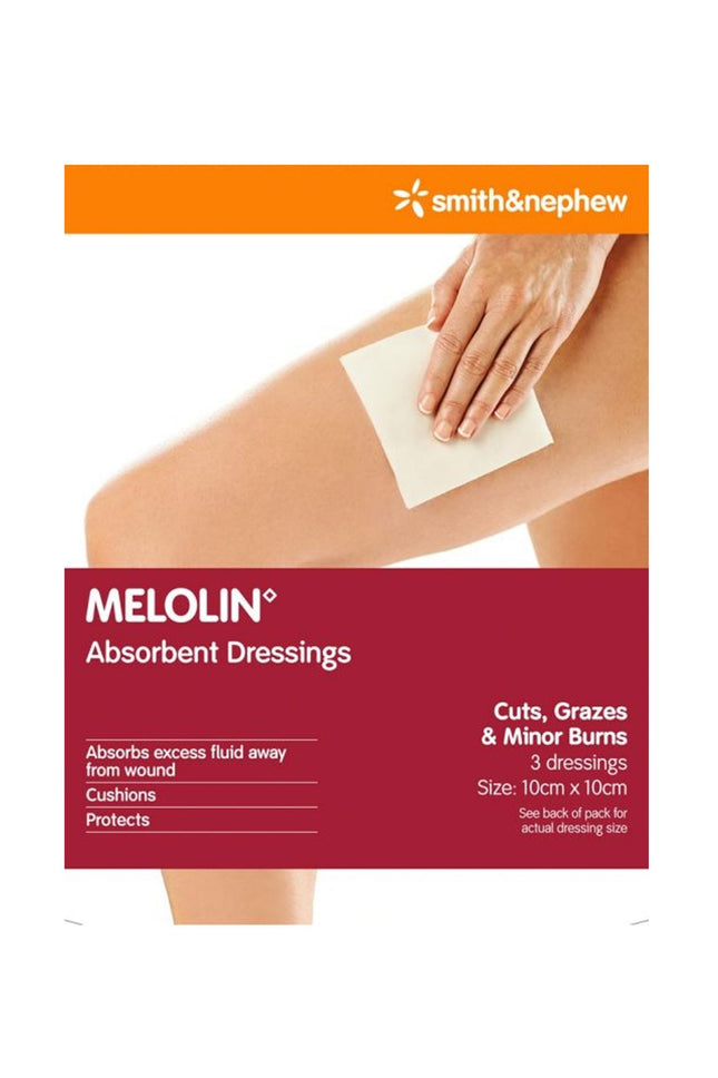 MELOLIN Abs. Dressing 10x10cm 3pk