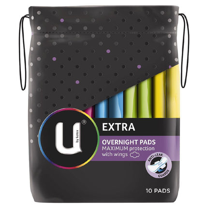 U BY KOTEX O/Night Extra Pad Reg10pk