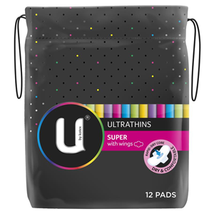 U BY KOTEX Pads U/Thin Wing Sup 12pk