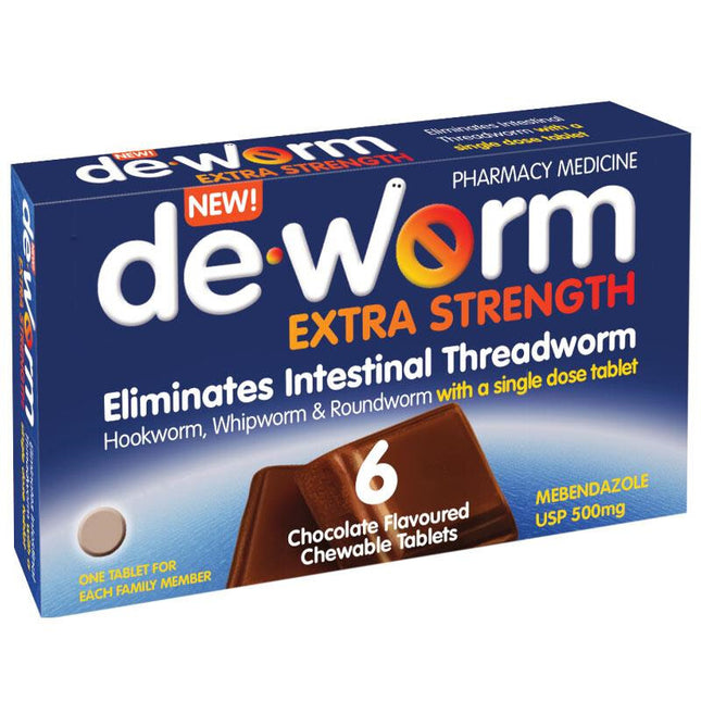 DE-WORM Extra Str 500mg Choc Chew 6s