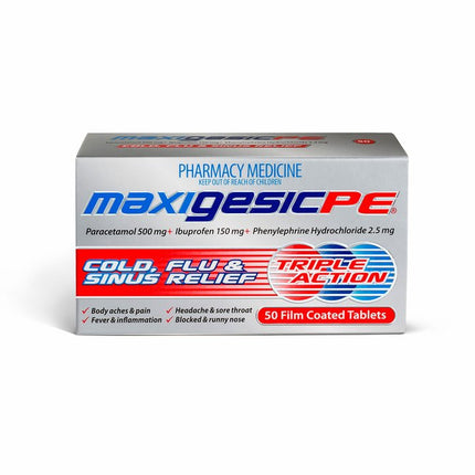 MAXIGESIC PE Cold Flu & Sinus Relief 50 Tablets