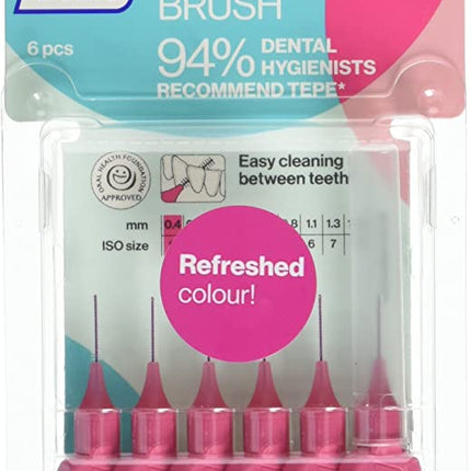 Tepe Interdental Toothbrush 6pk Pink 0.4mm Size 0
